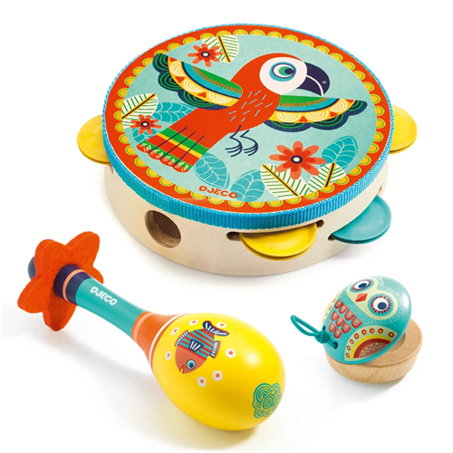 Set 3 Instruments Animambo - Tambourin, Maracas, Castagnettes | Djeco Set 3 Instruments Animambo - Tambourin, Maracas, Castagnettes | Djeco